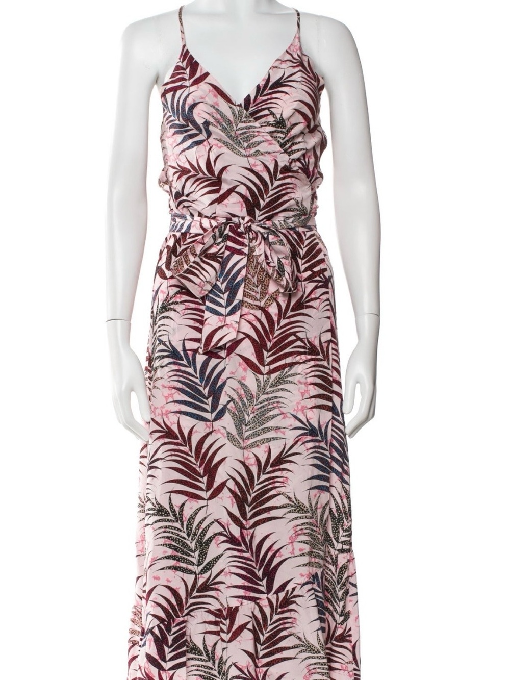 Sandro Paris Koxie Silk Wrap Midi Dress Tropical Print SZ 1 (fits XS/S) - Picture 3 of 10